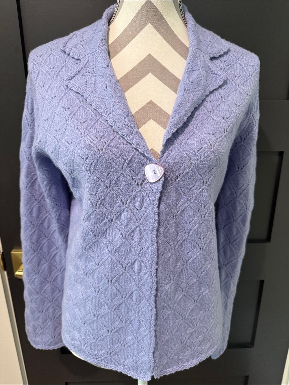 Pendleton Wool Lavender Open-Knit Single Button Cardigan Size S